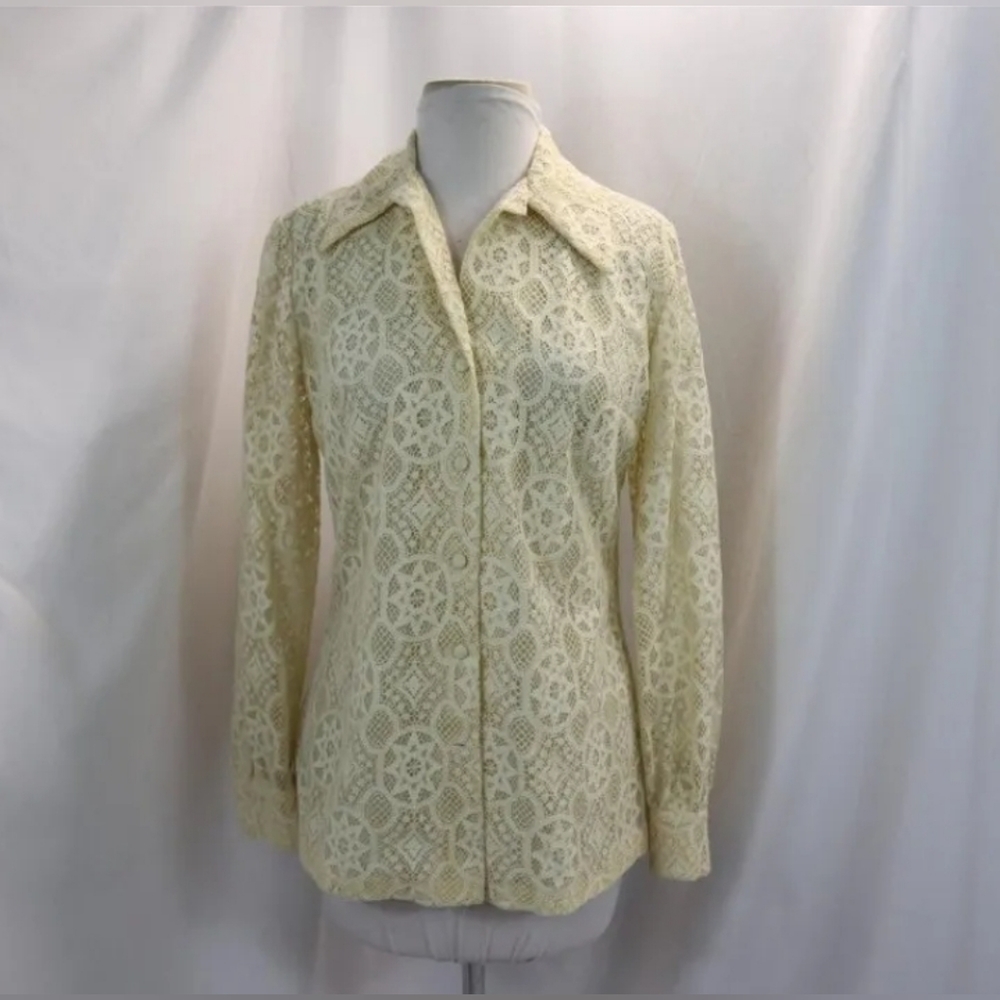 Vintage 1960's Chessa Davis Lace Button Front Blouse
